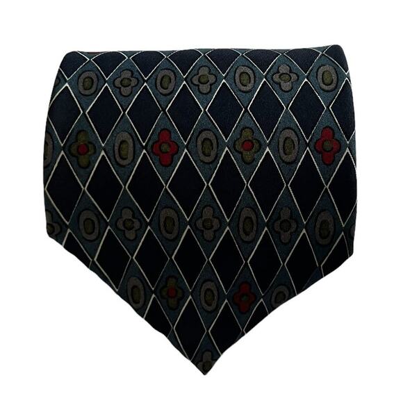 Vintage Givenchy Monsieur Tie Silk Imported Fabric Diamond Geometric Pattern - Picture 1 of 7